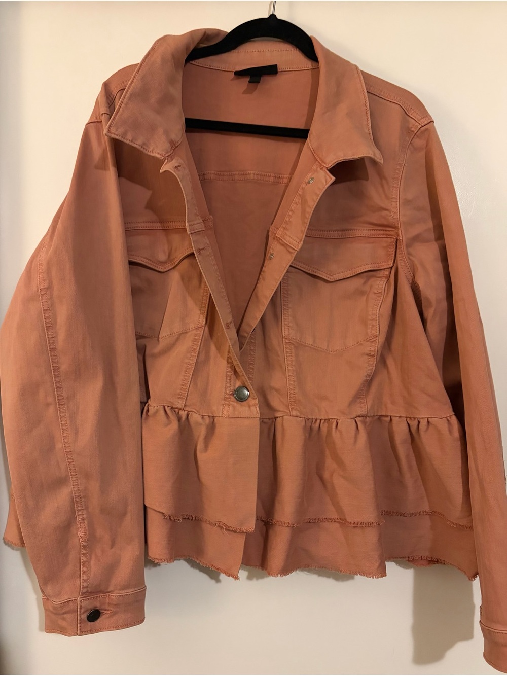 Lane Bryant Pink Peplum Jean Jacket